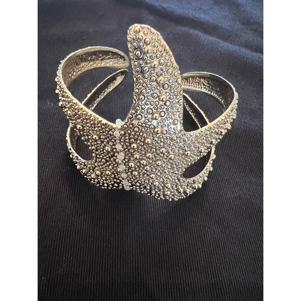 NWT Lucky‎ You Starfish Chunky Gold Tone Textured Cuff Bracelet